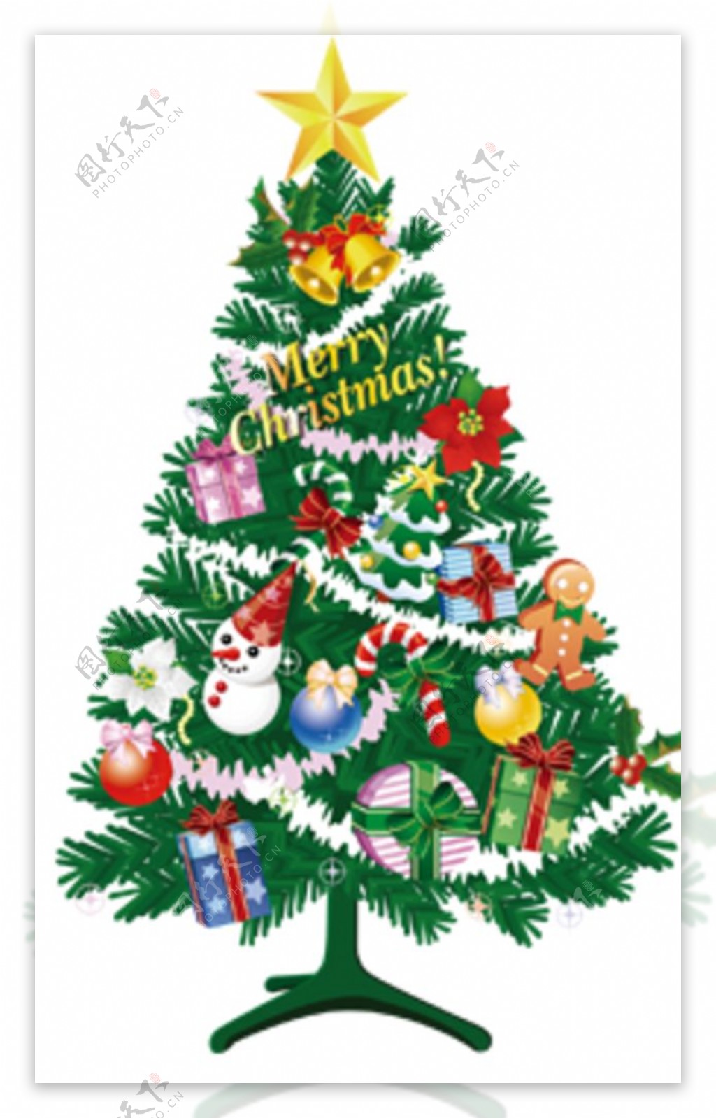 卡通圣诞节圣诞树挂满礼物图片