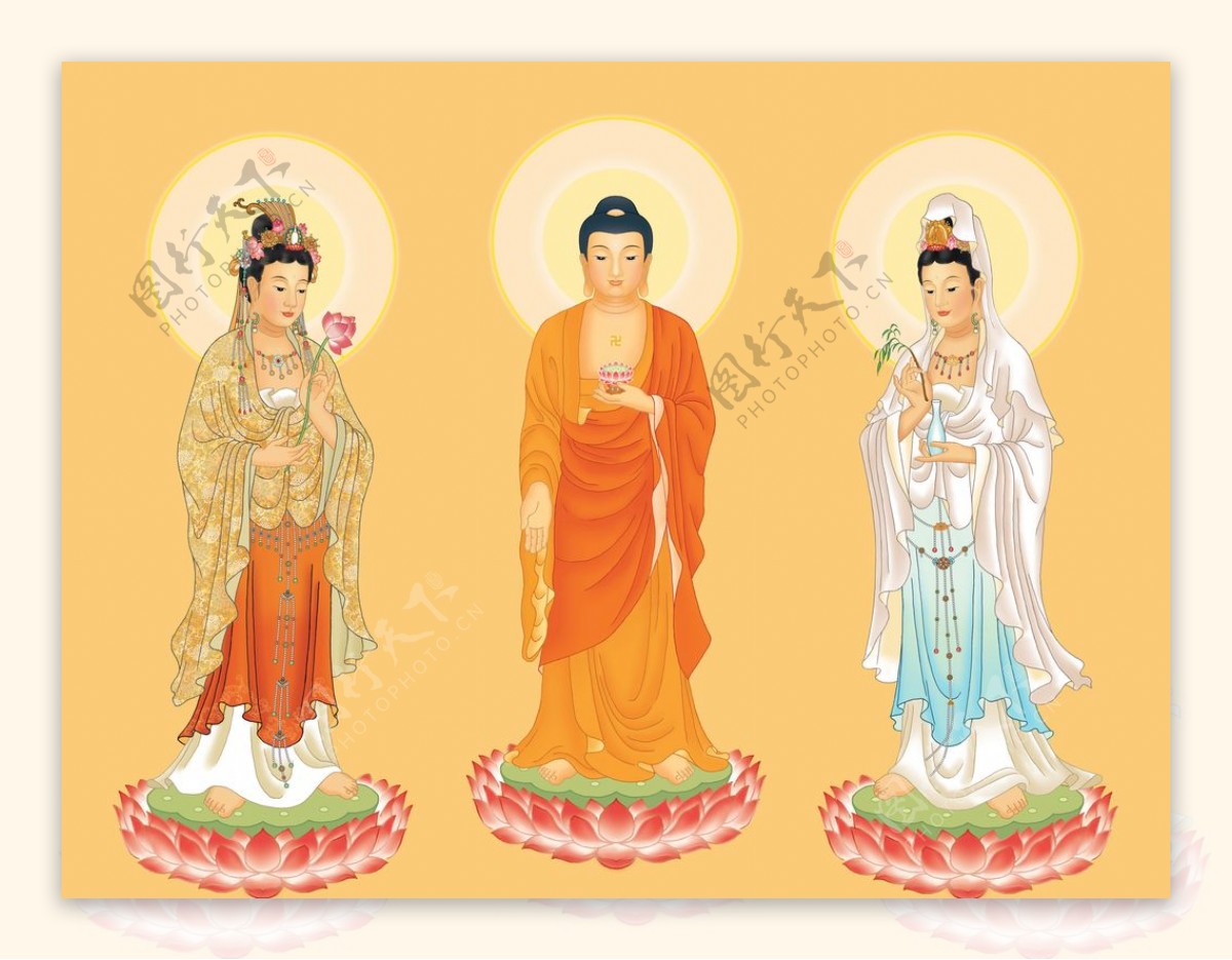 佛教西方三圣大图图片